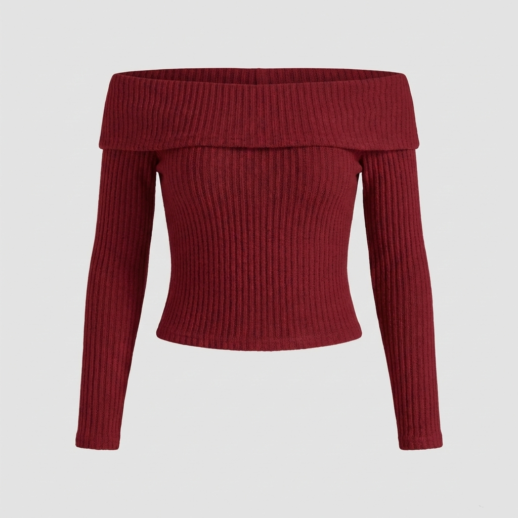 Noelle Ribstrikket Off-Shoulder Toppen